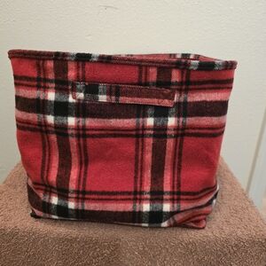 Red Plaid Fabric Storage Bin